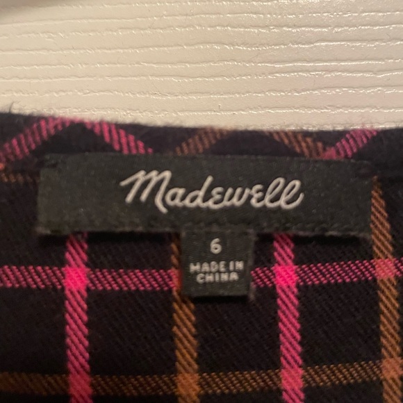 Madewell Plaid Flannel Raglan Button Front Shirt Dress Size 6 EUC - Picture 7 of 13